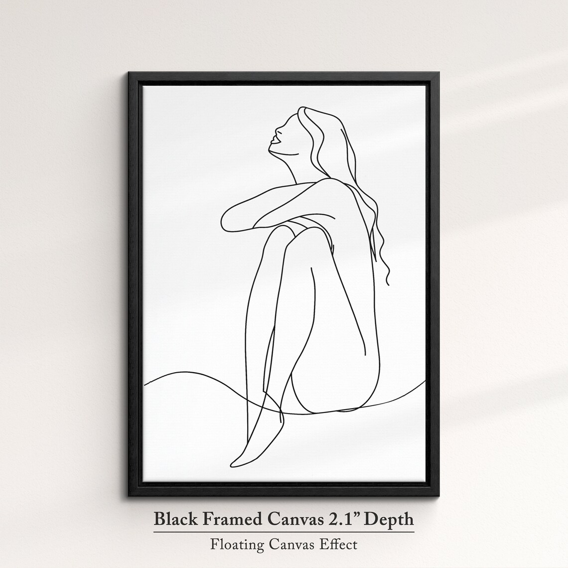 Seated Woman Looking Up Continuous Line Art Drawing Minimalist Wall Poster - Image 2