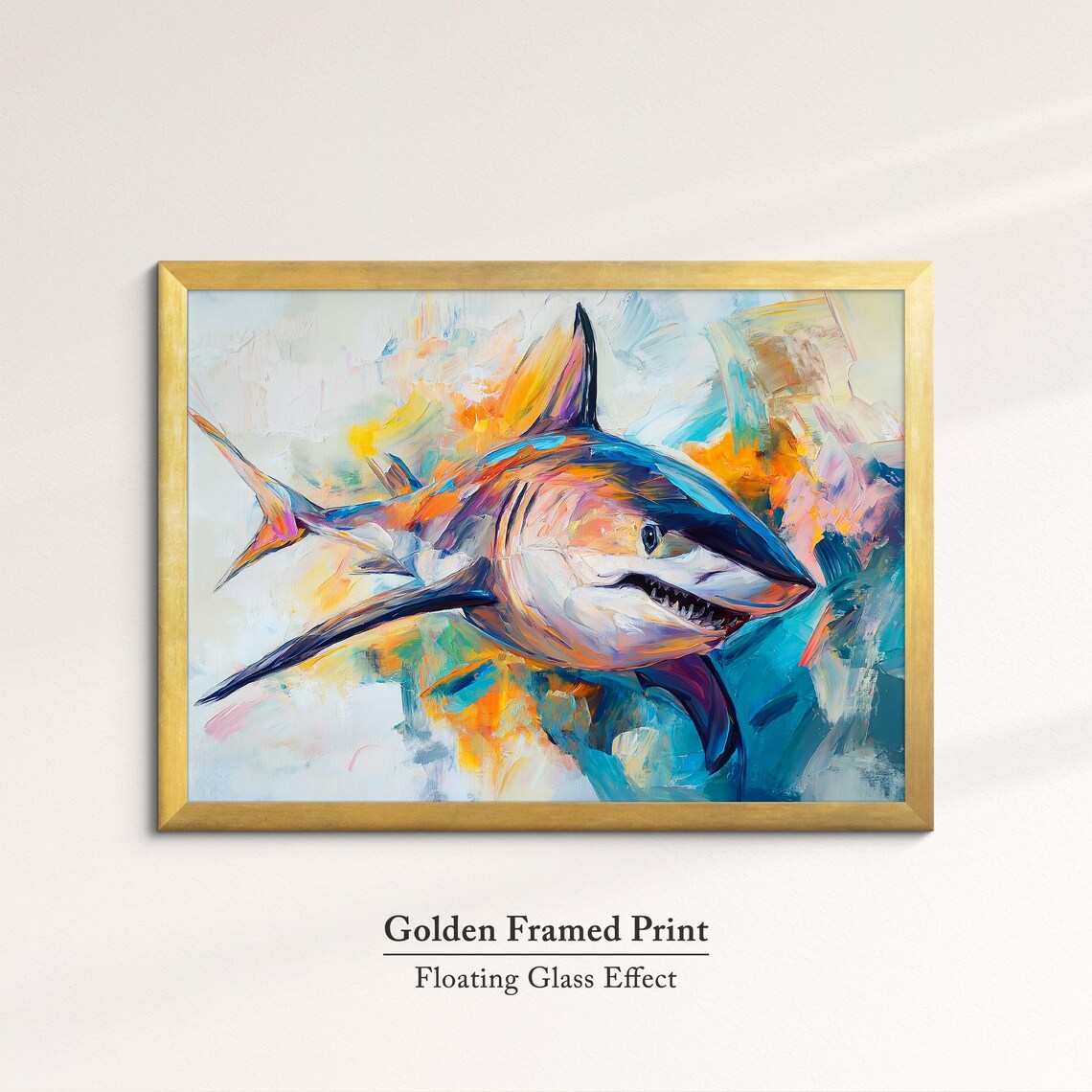 Great White Shark Abstract Oil Painting Colorful Ocean Wildlife Poster - Image 5