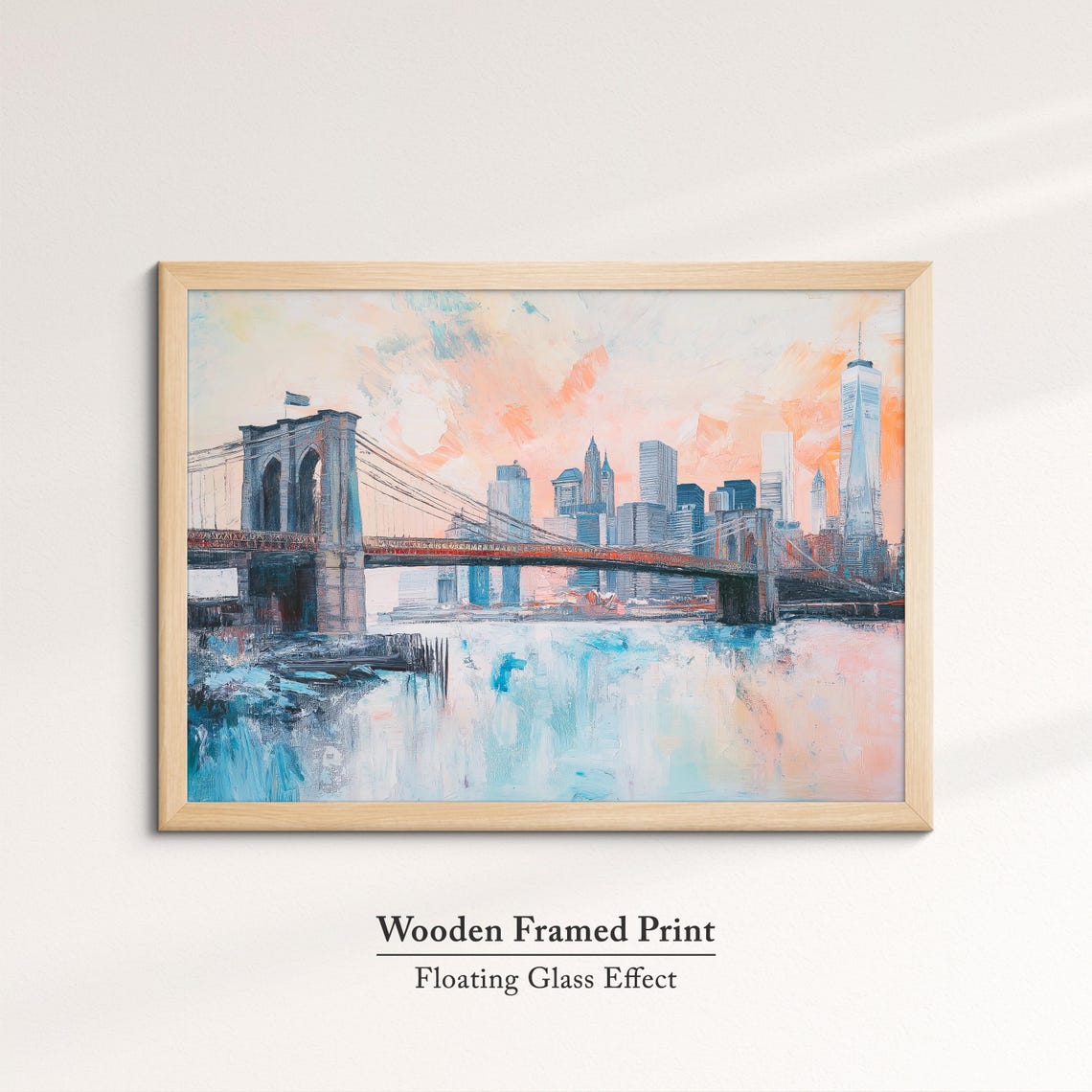 Brooklyn Bridge New York Pastel Skyline Impressionist Travel Poster - Image 6