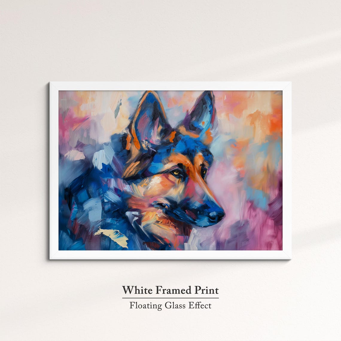 German Shepherd Portrait In Blue Pink Abstract Brushstroke Dog Poster - Image 7