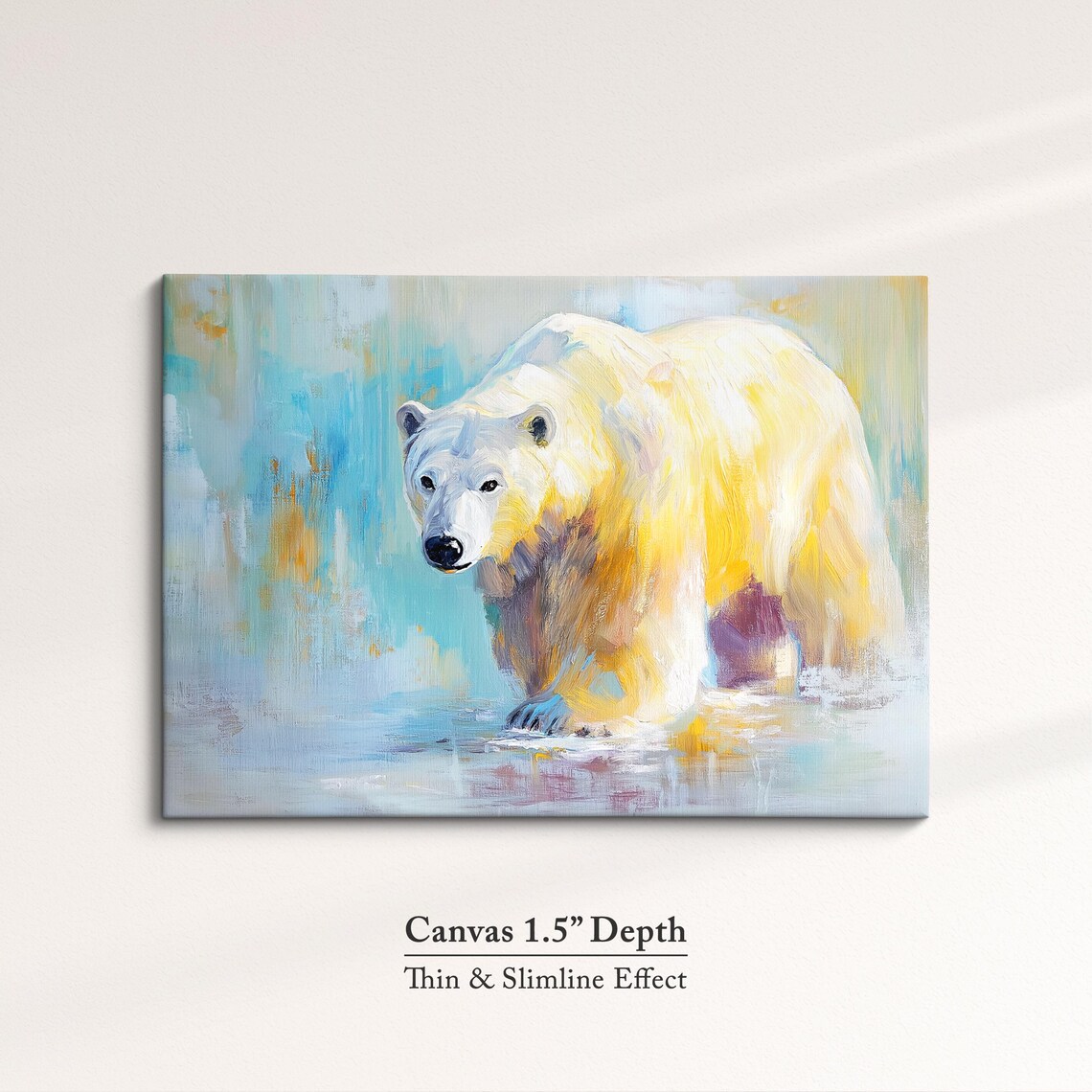 Polar Bear Blue Icy Abstract Oil Painting Arctic Wildlife Wall Art Poster - Image 3