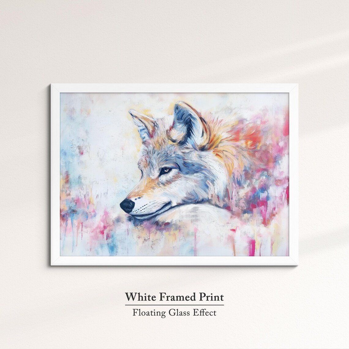 White Wolf Profile Abstract Oil Painting Pastel Wildlife Portrait Poster - Image 7