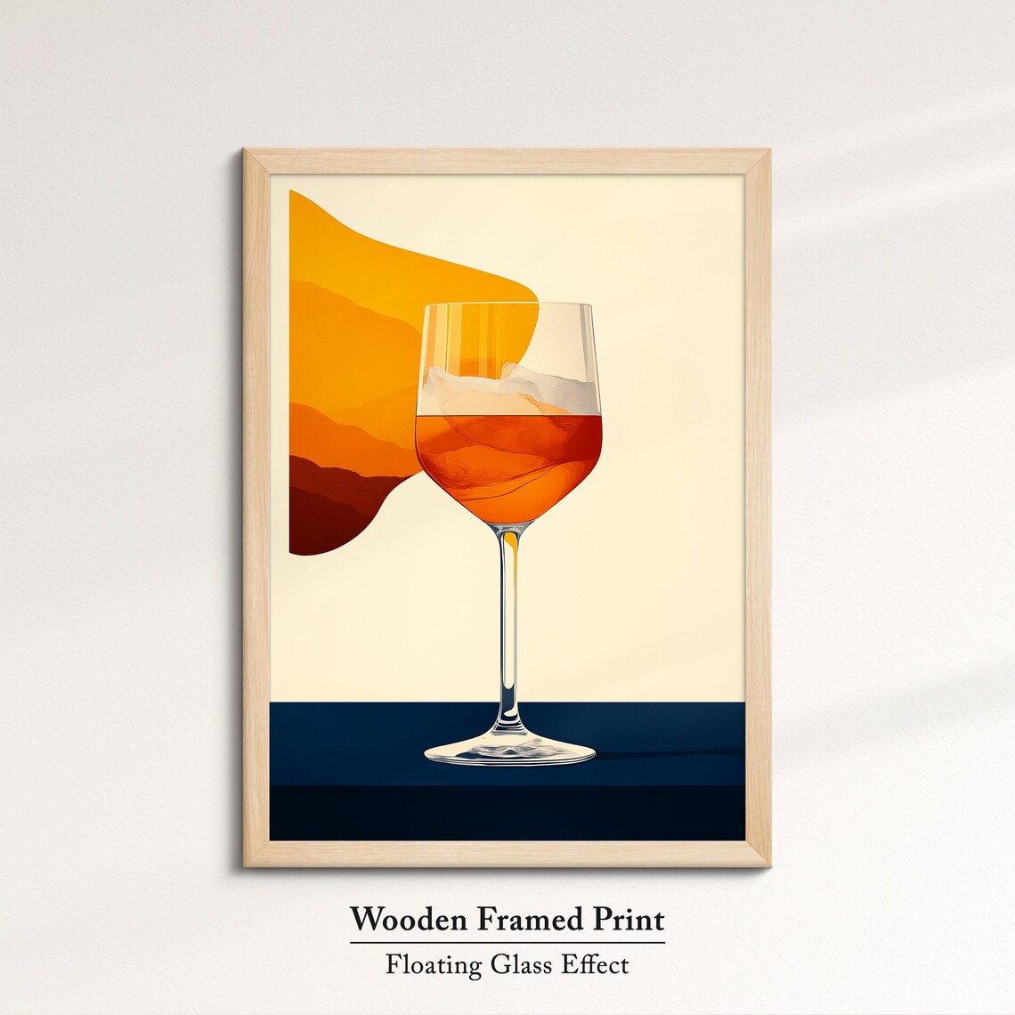 Wine Glass Minimalist Orange Abstract Sunset Drink Kitchen Decor Poster - Image 6