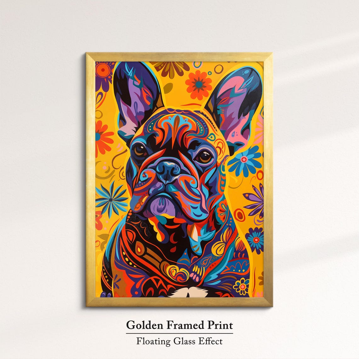 French Bulldog Colorful Psychedelic Floral Pop Art Dog Portrait Poster - Image 5