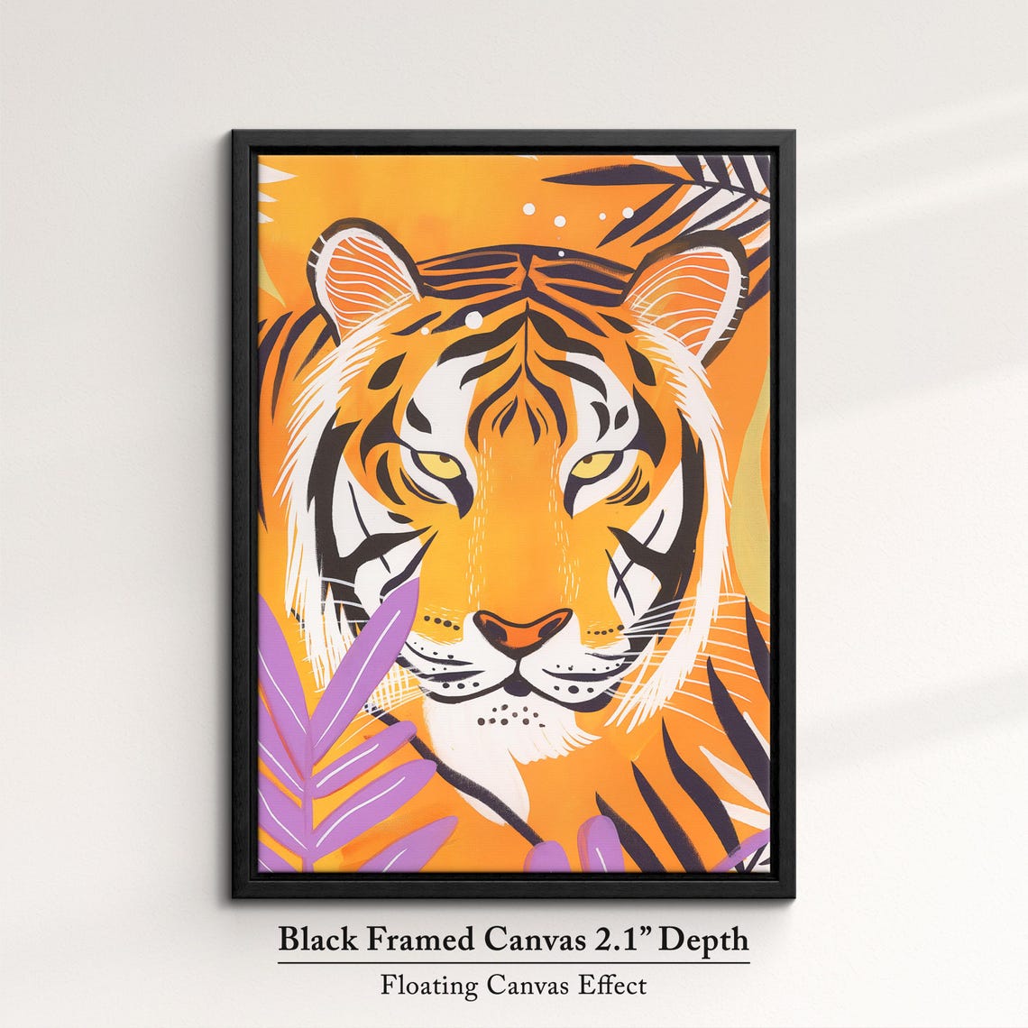 Bold Tiger Art Jungle Safari Wall Decor Vibrant Animal Print Modern Wildlife Home Decoration Orange And Purple Tropical Art - Image 2