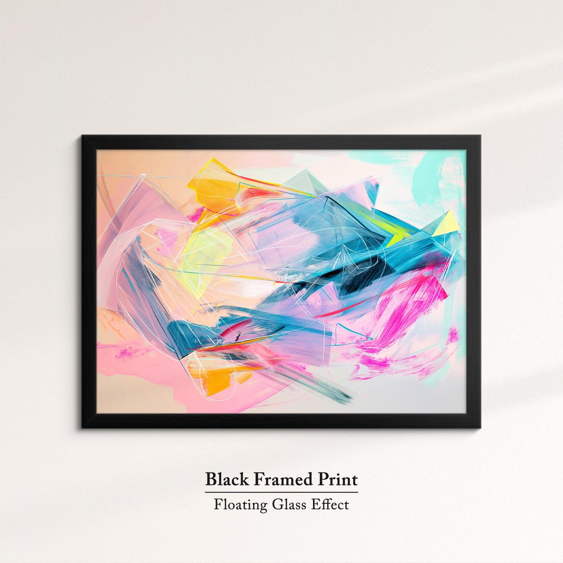 Vibrant Abstract Expressive Brushstrokes Pink Blue Modern Wall Art - Image 8