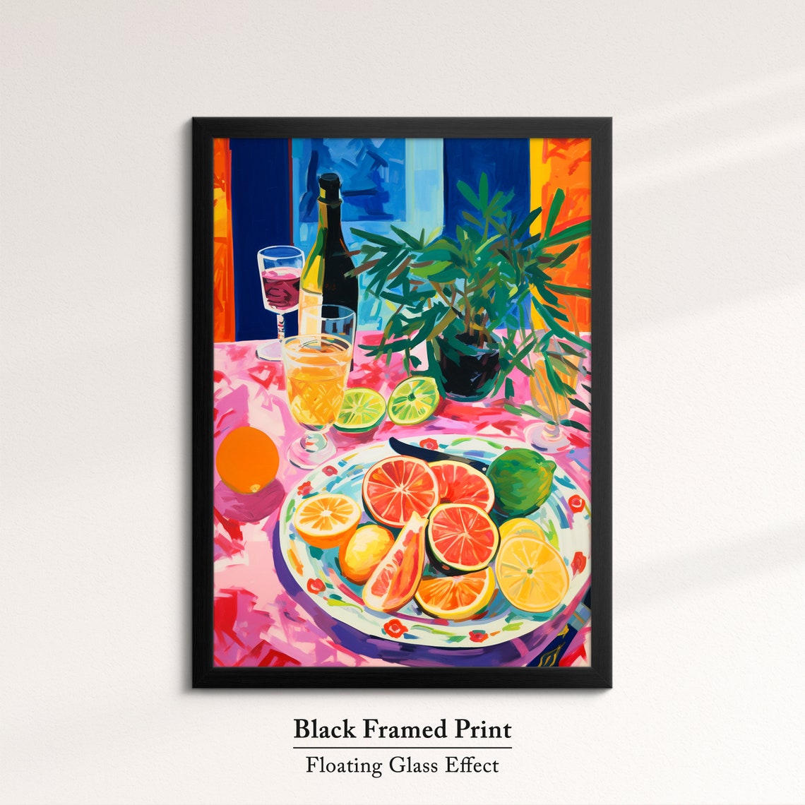 Vibrant Citrus Still Life Oranges Grapefruit Wine Table Art Poster - Image 8