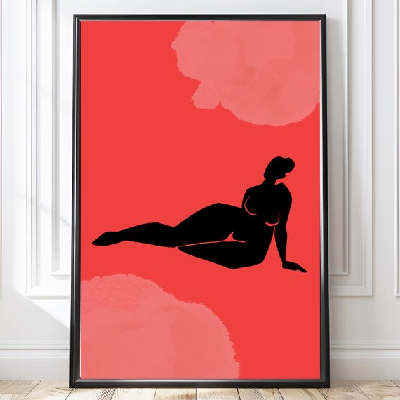 Woman Wall Art Minimalist Print Female Silhouette Modern Decor Gift For Her