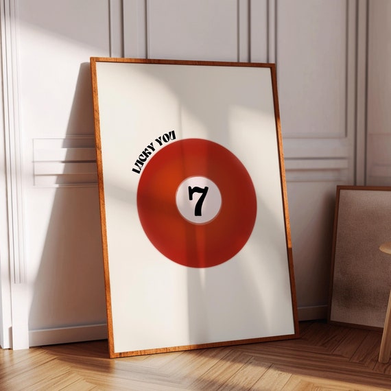 Vintage 7 Pool Ball Print Retro Handdrawn Wall Art Trendy Bar Cart Poster Black And White For Apartment