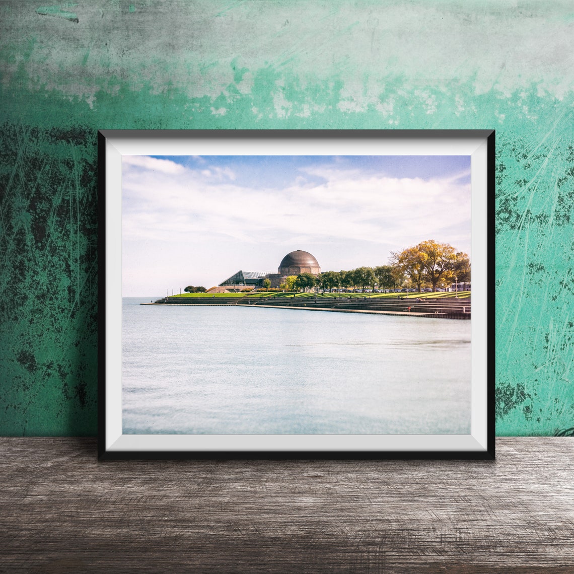 Chicago Lakefront Domed Planetarium Lake Michigan View Poster