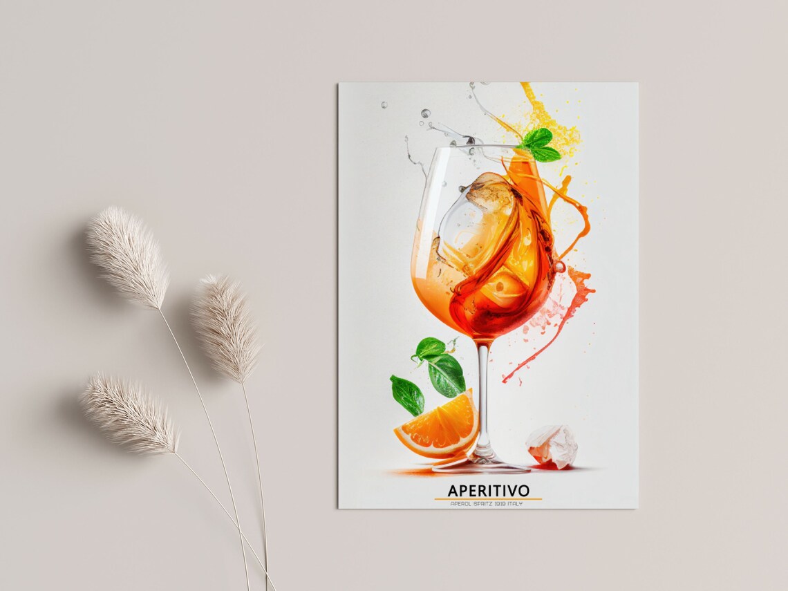 Aperol Spritz Poster, Modern Kitchen Cocktail Art