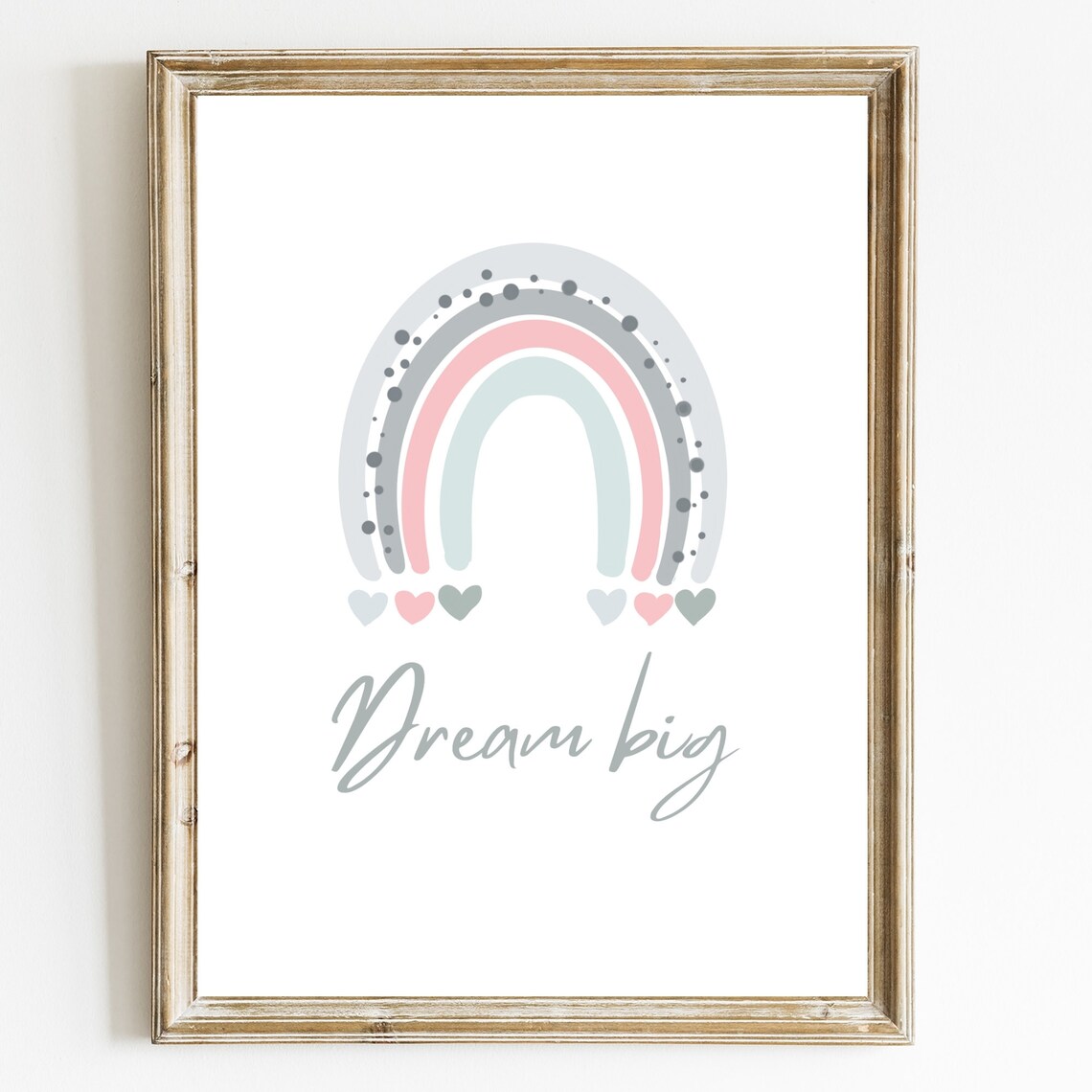 Dream Big Pastel Rainbow Nursery Kids Positive Quote Art Poster