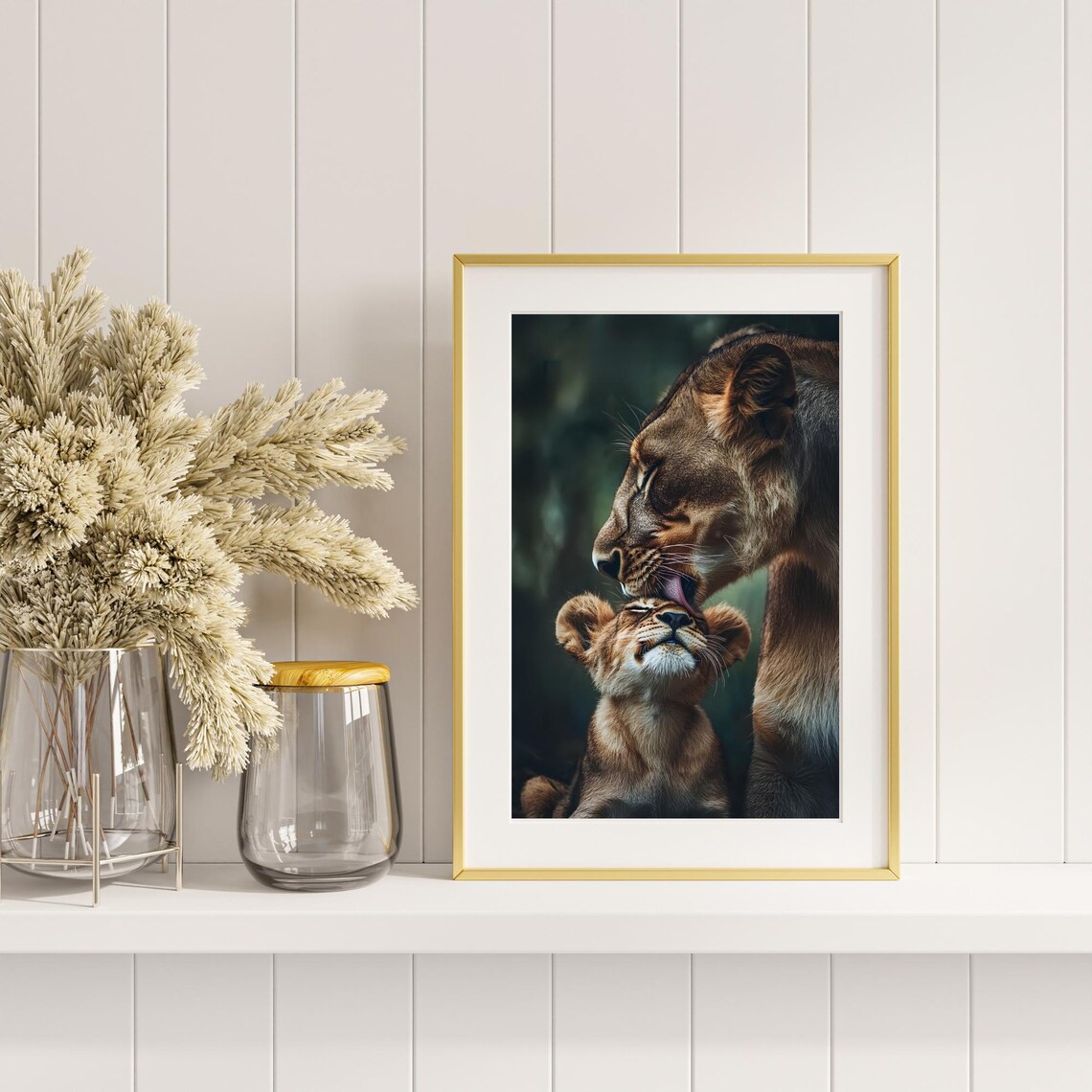 Lioness and Cub Tender Moment Majestic Wildlife Portrait Poster - Image 2