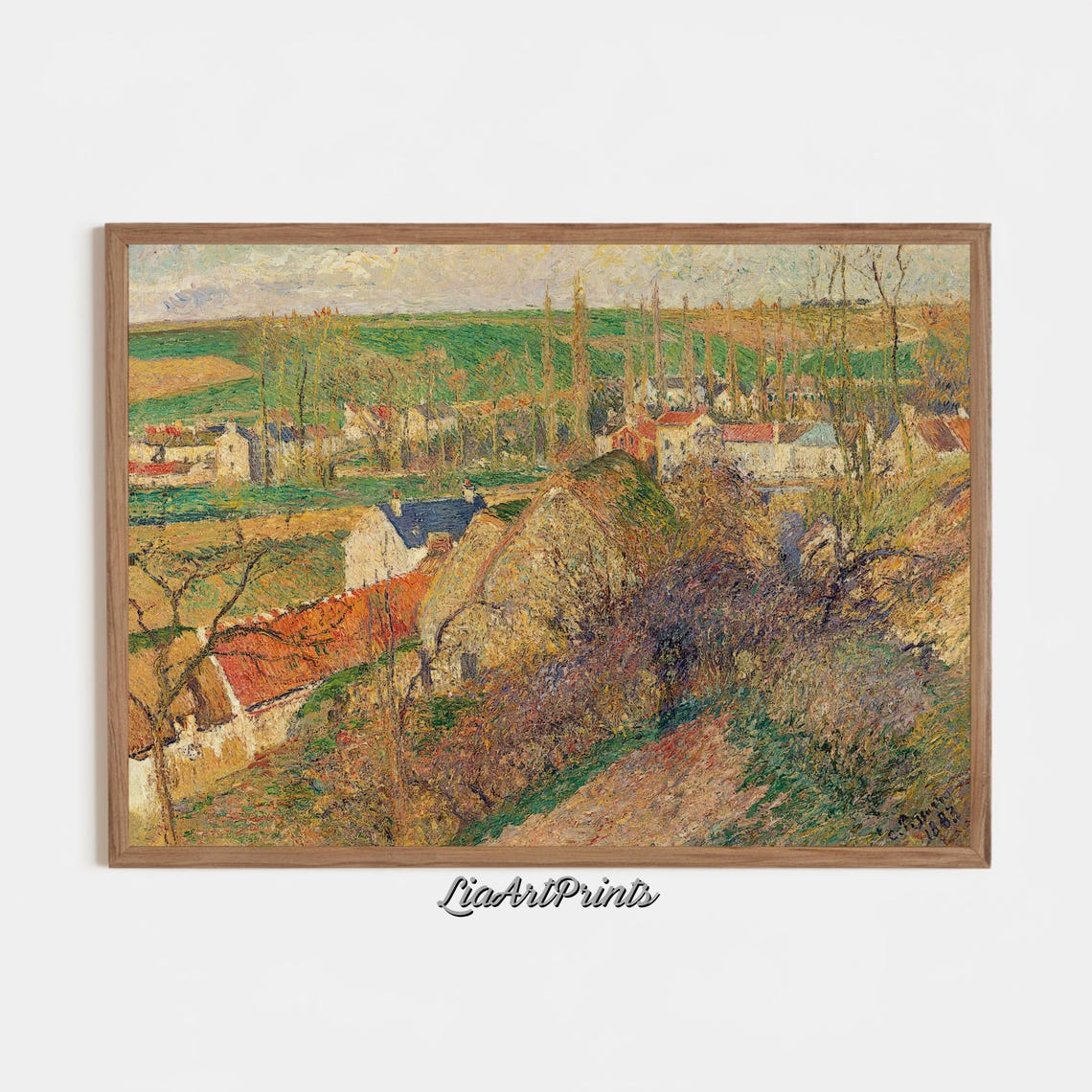 Post Impressionist Village Poplars Rolling Hills Countryside Poster - Image 3