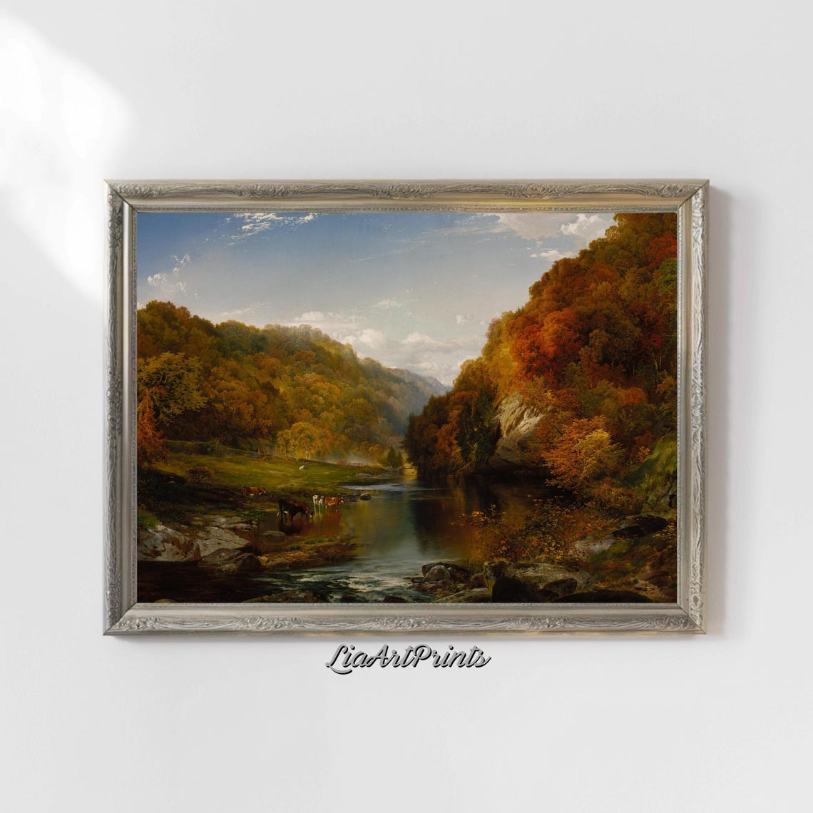 Autumn River Landscape Fall Foliage Vintage Hillside Nature Poster - Image 4