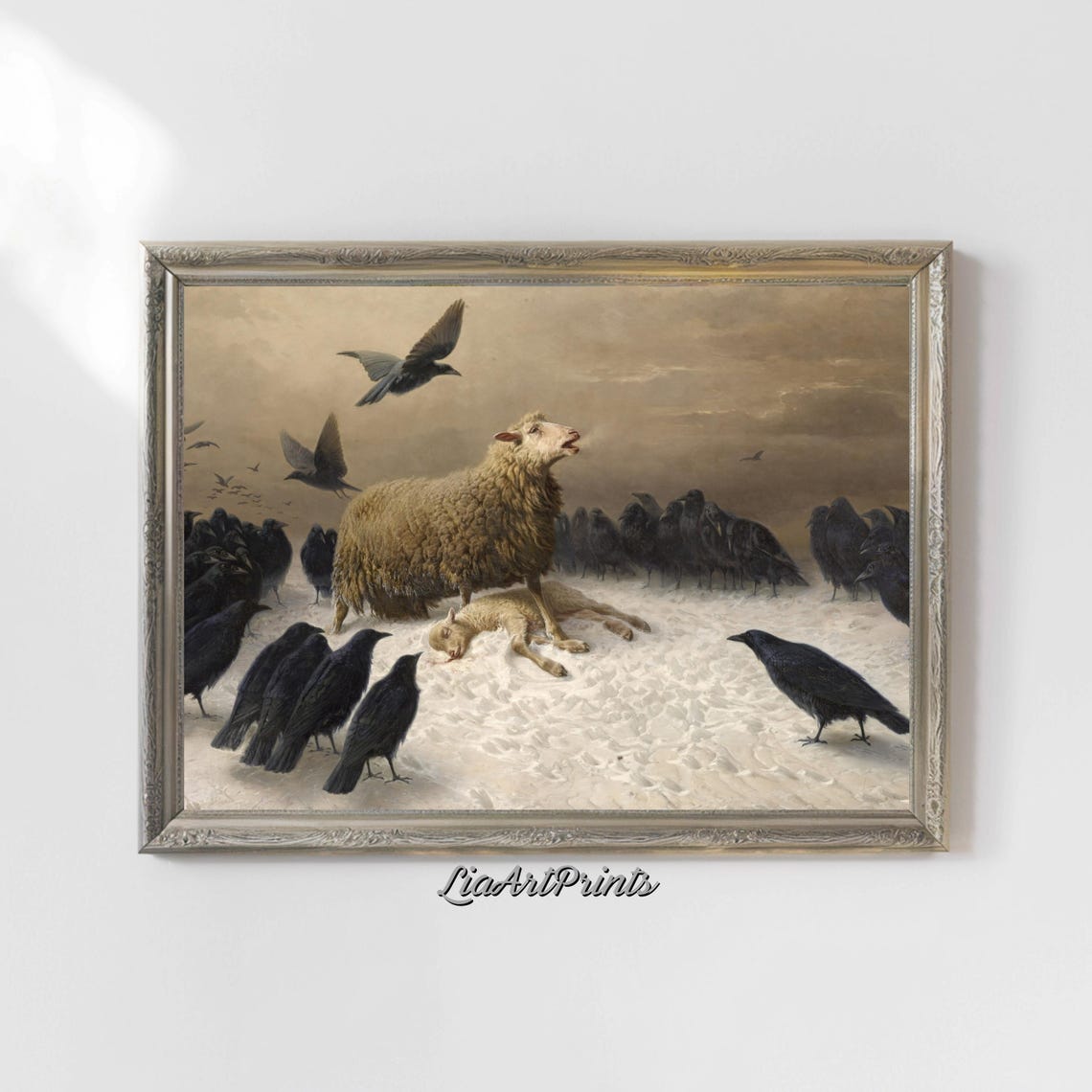 Victorian Sheep And Ravens Art Dark Nature Inspired Wall Decor Gothic Farmhouse Print - Image 4