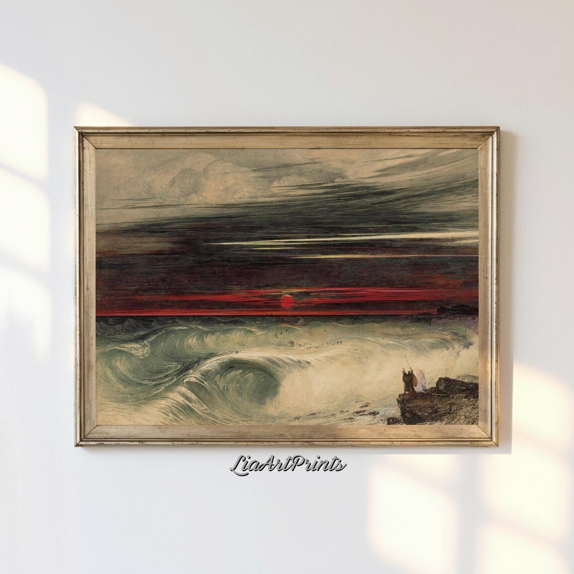 Abstract Ocean Sunset, Dramatic Seascape Art Print