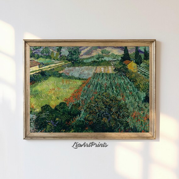 Van Gogh Inspired Landscape, Vibrant Countryside Scene