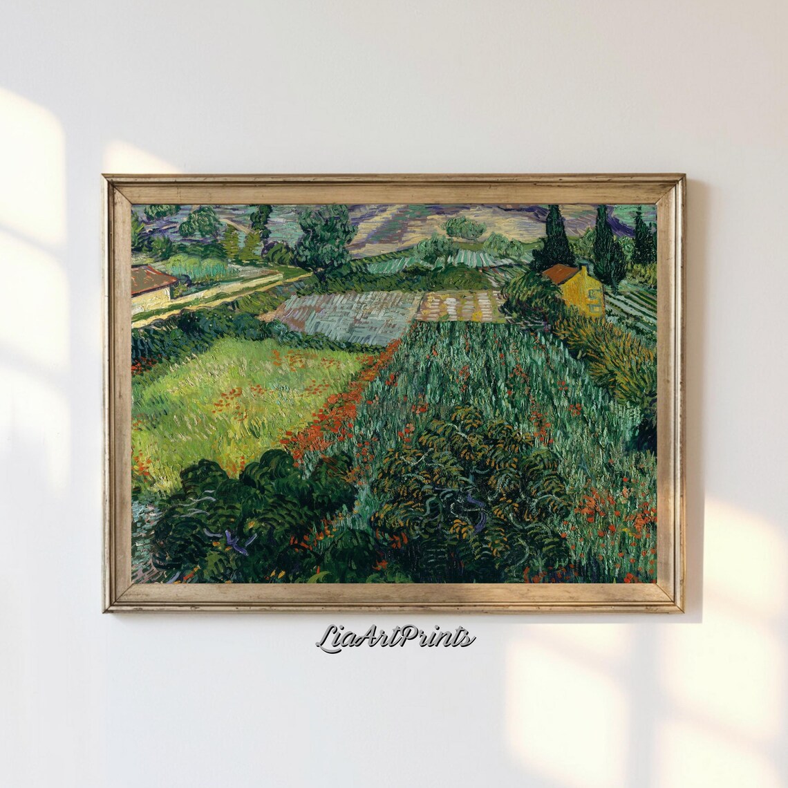 Van Gogh Inspired Landscape, Vibrant Countryside Scene