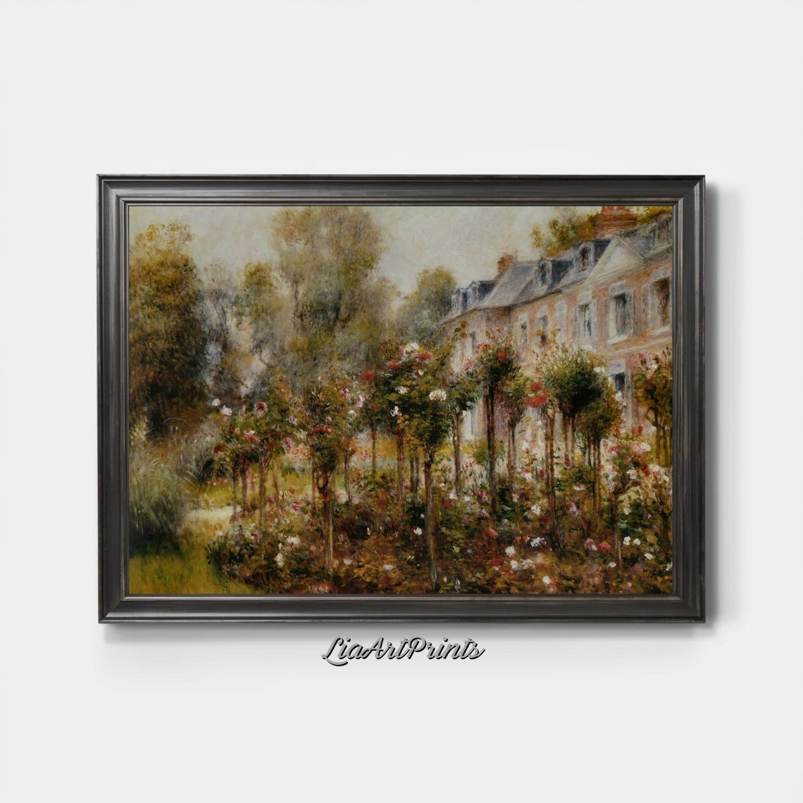 Impressionist Rose Garden Brick Cottage House Summer Bloom Poster - Image 4
