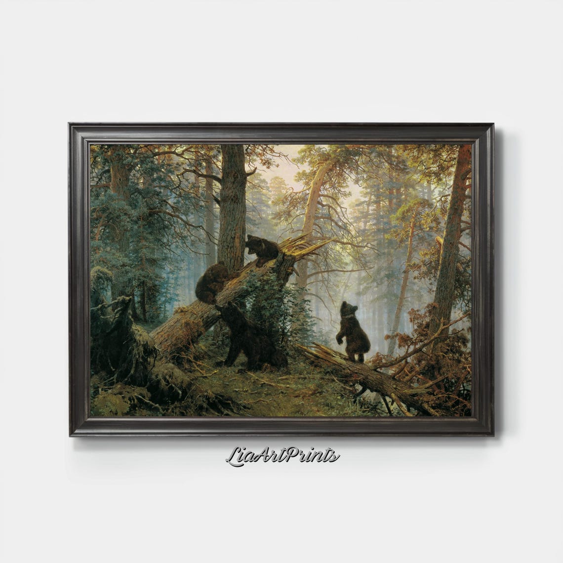 Ivan Shishkin Morning in a Pine Forest Bear Cubs Classic Art Poster - Image 3