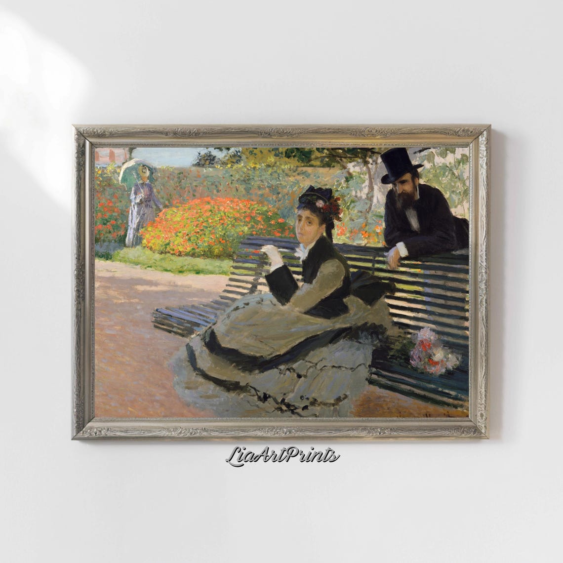 Vintage Impressionist Wall Art Monet Inspired Park Scene Print Elegant Victorian Garden Decor - Image 4