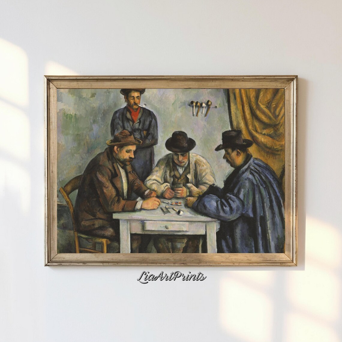 Paul Cezanne The Card Players Four Figures Pipe Smoke Scene Poster