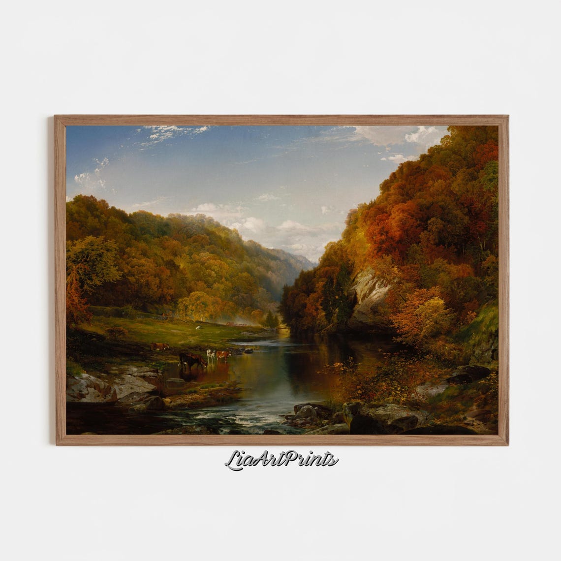 Autumn River Landscape Fall Foliage Vintage Hillside Nature Poster - Image 2