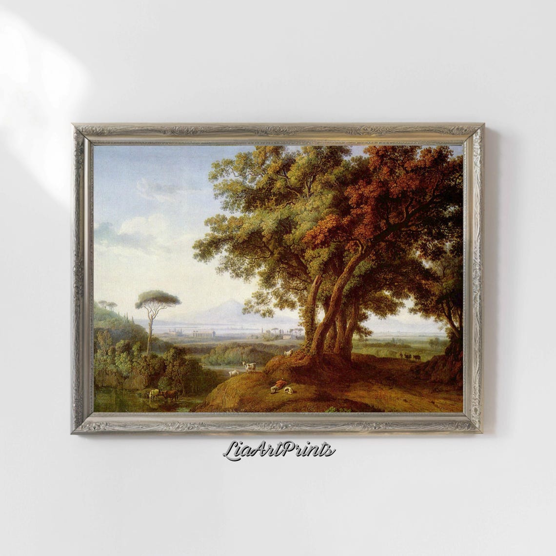 Italian Campagna Landscape with Stone Pine and Grazing Cattle Poster - Image 4