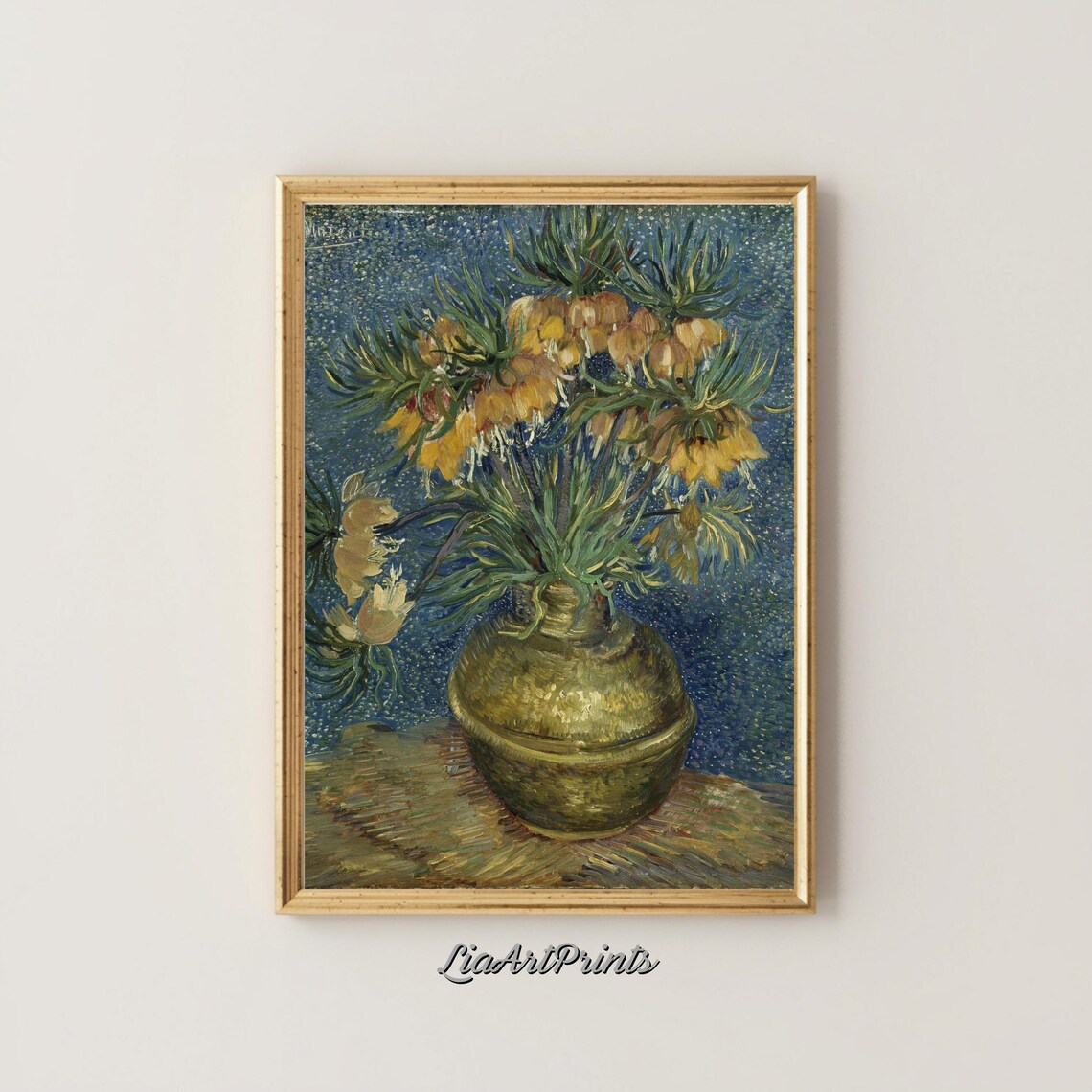 Vincent van Gogh Fritillaries Copper Vase Blue Floral Still Life Poster - Image 4