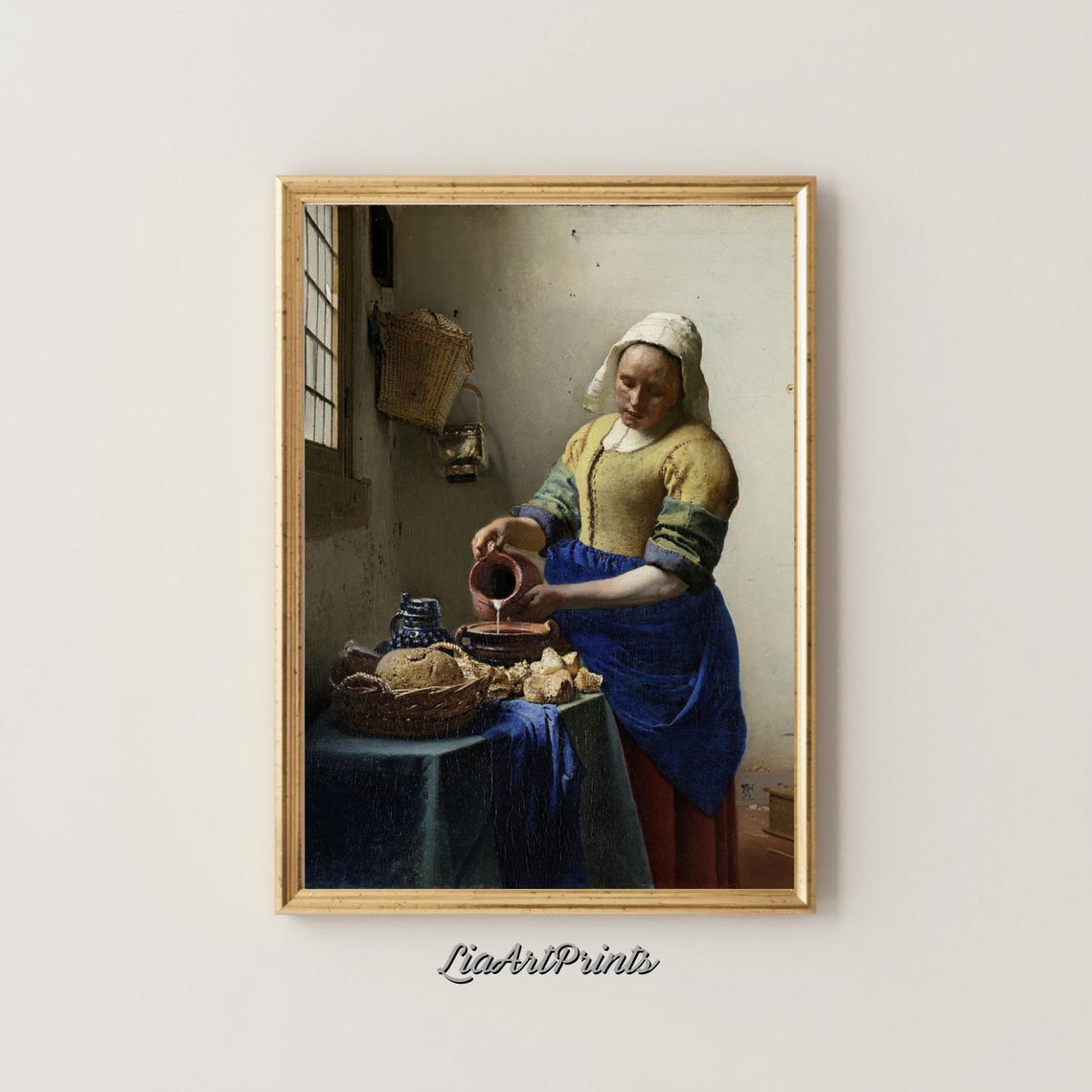 The Milkmaid Art Vermeer Inspired Wall Print Dutch Golden Age Artwork Classic Kitchen Decor - Image 4
