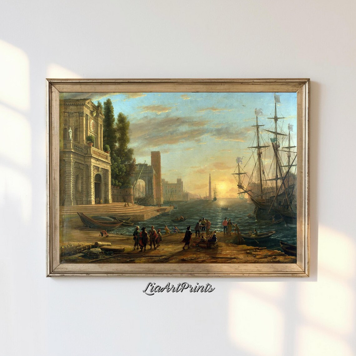 Sunlit Harbor Scene, Classical Maritime Art