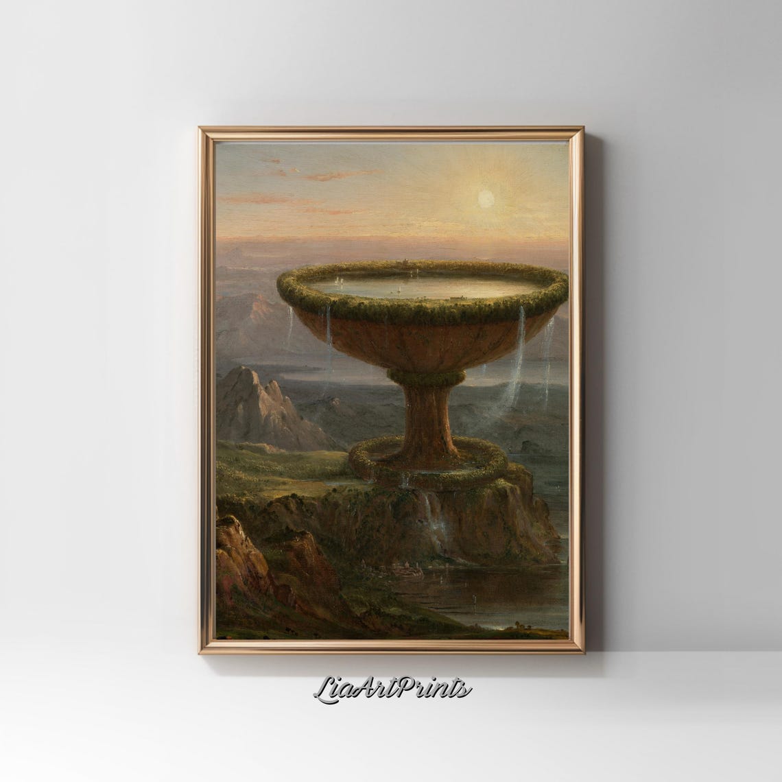 Thomas Cole Titan's Goblet Giant Stone Chalice Sunset Vintage Poster - Image 2