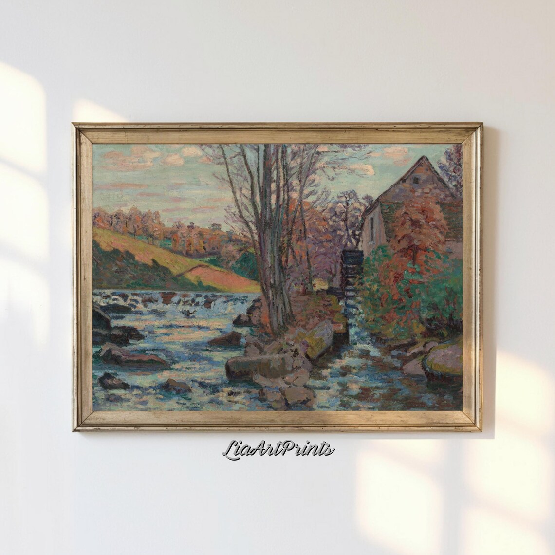 Impressionist River Scene, Tranquil Landscape