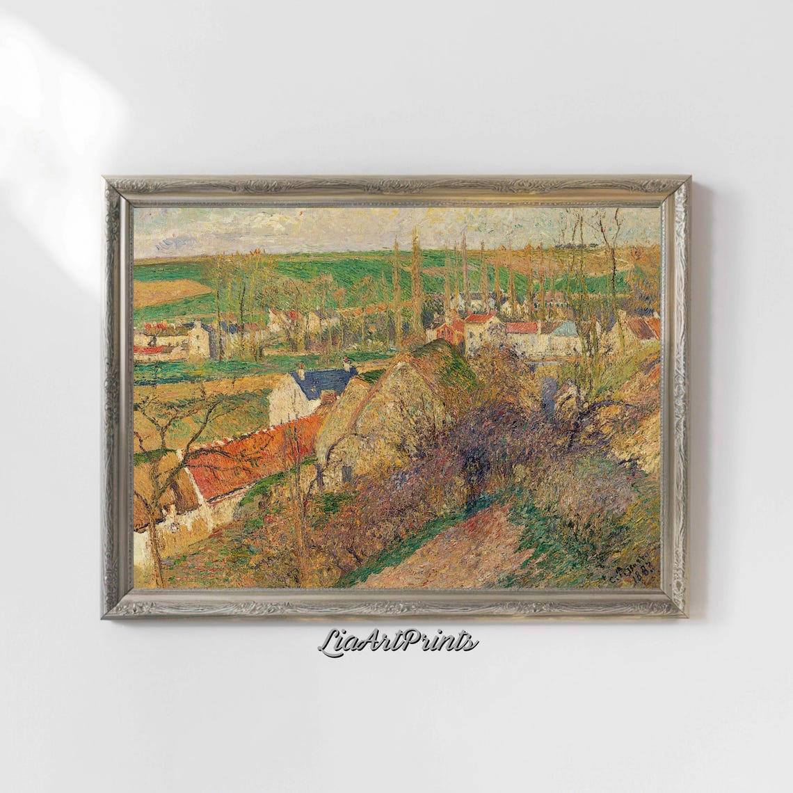 Post Impressionist Village Poplars Rolling Hills Countryside Poster - Image 4