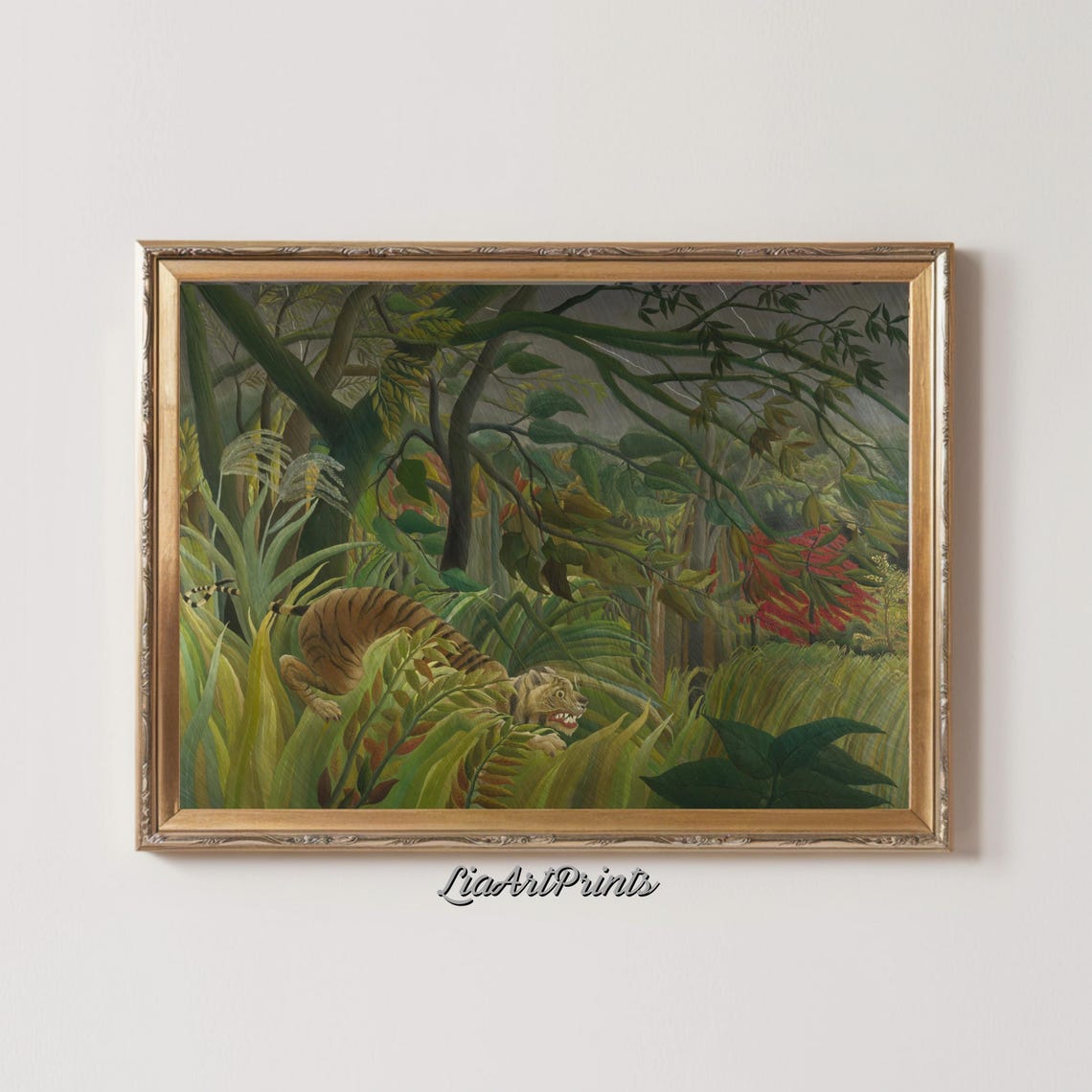 Henri Rousseau Tiger In A Tropical Storm Jungle Vintage Art Poster - Image 2
