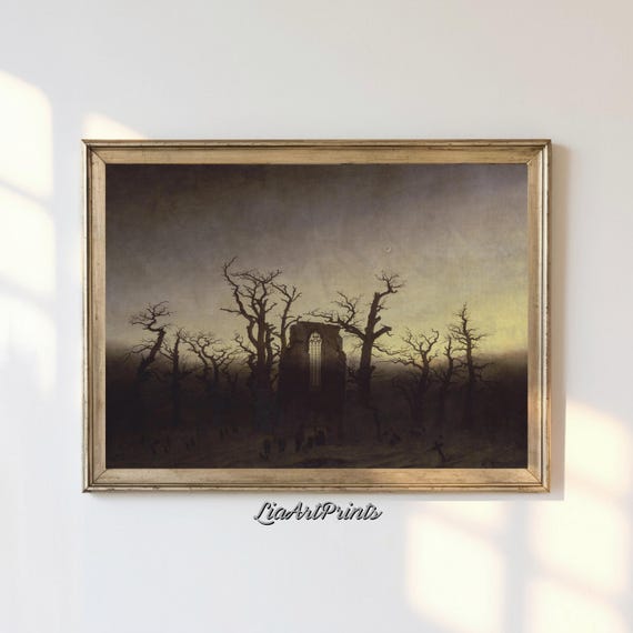 Mysterious Forest Ruins Wall Art Dark And Atmospheric Landscape Artwork For Gothic And Moody Decor