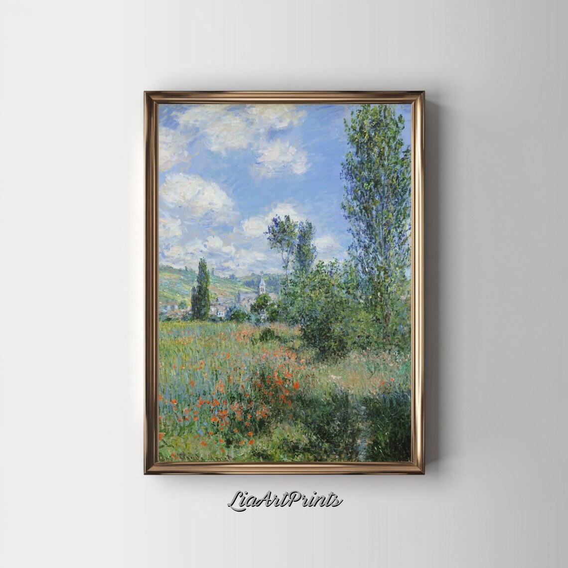 Sunny Impressionist Meadow Scene, Monet Inspired Art - Image 2
