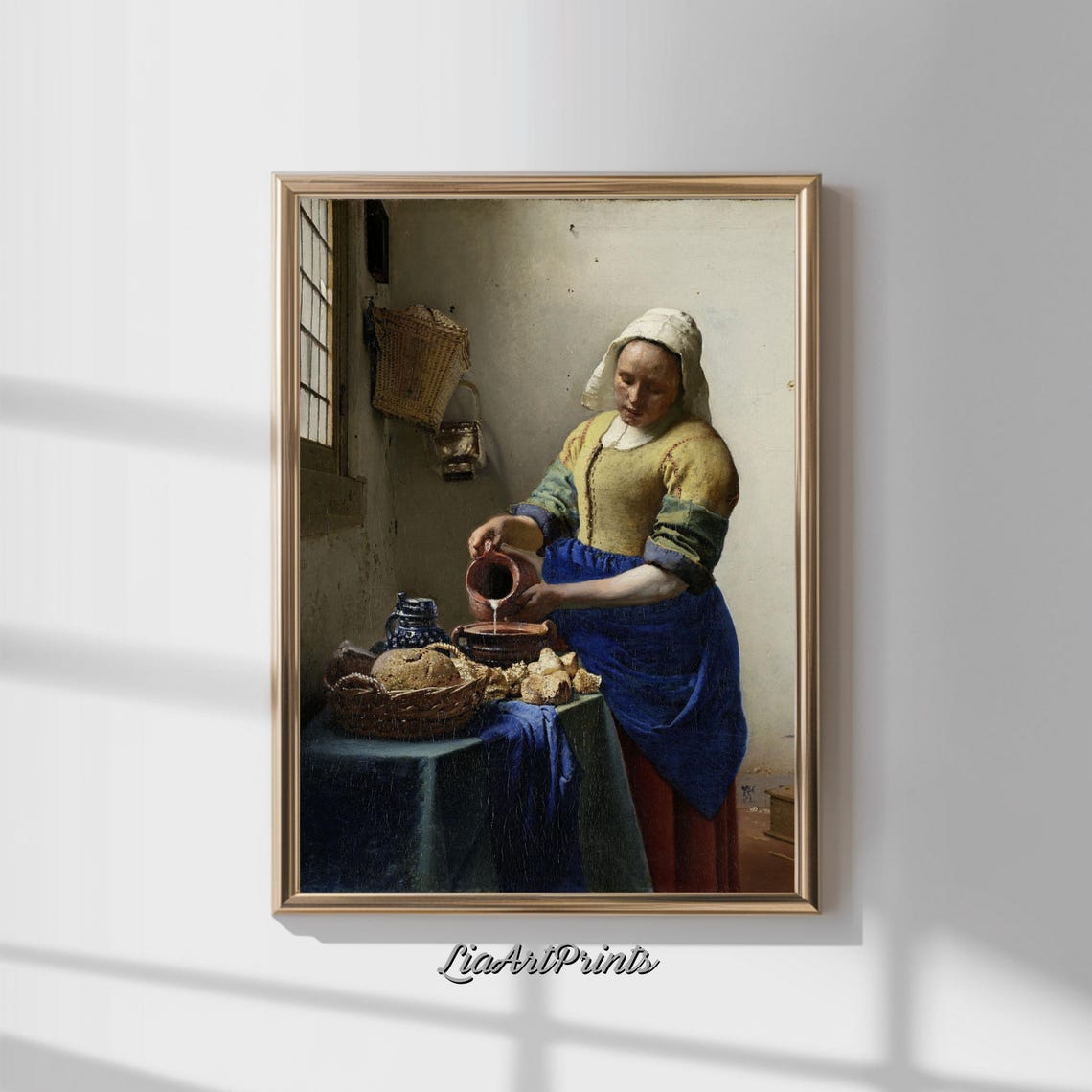 The Milkmaid Art Vermeer Inspired Wall Print Dutch Golden Age Artwork Classic Kitchen Decor