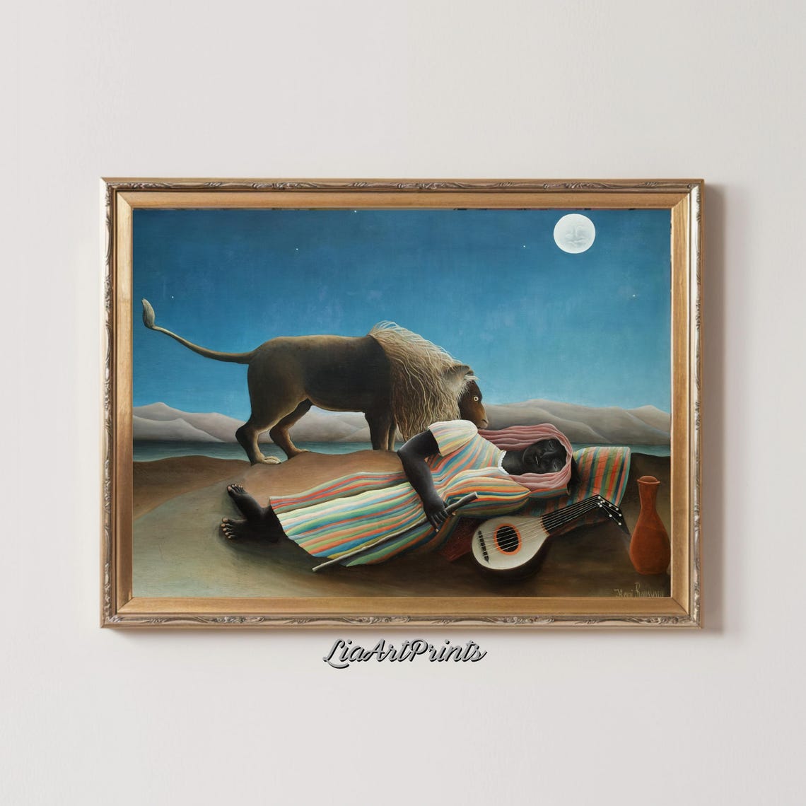 Henri Rousseau Sleeping Gypsy Lion Full Moon Desert Naive Folk Poster - Image 4