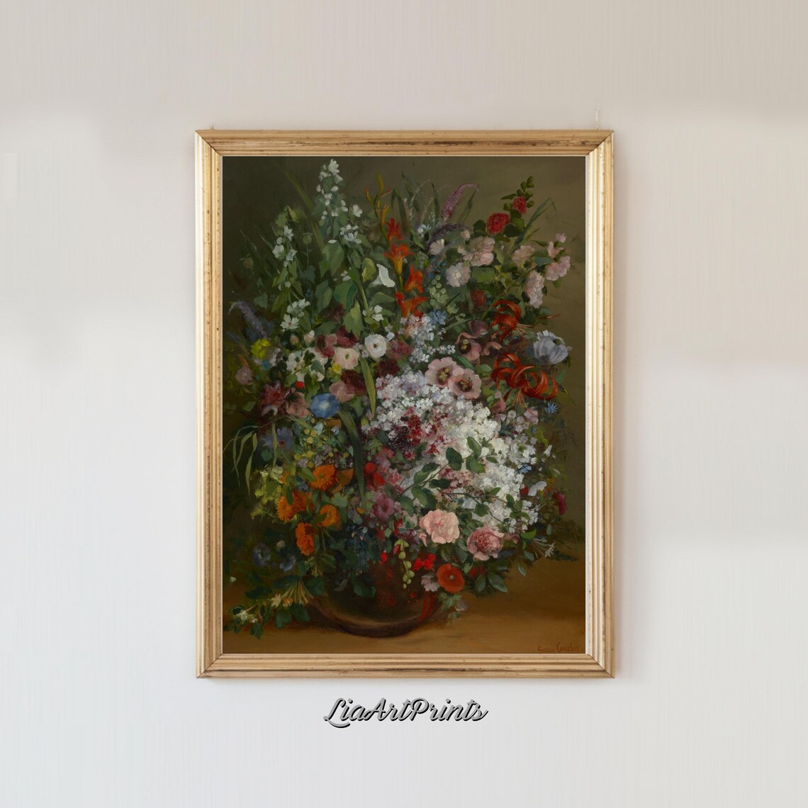 Lush Vintage Floral Bouquet Still Life with Roses and Lilies Poster - Image 3