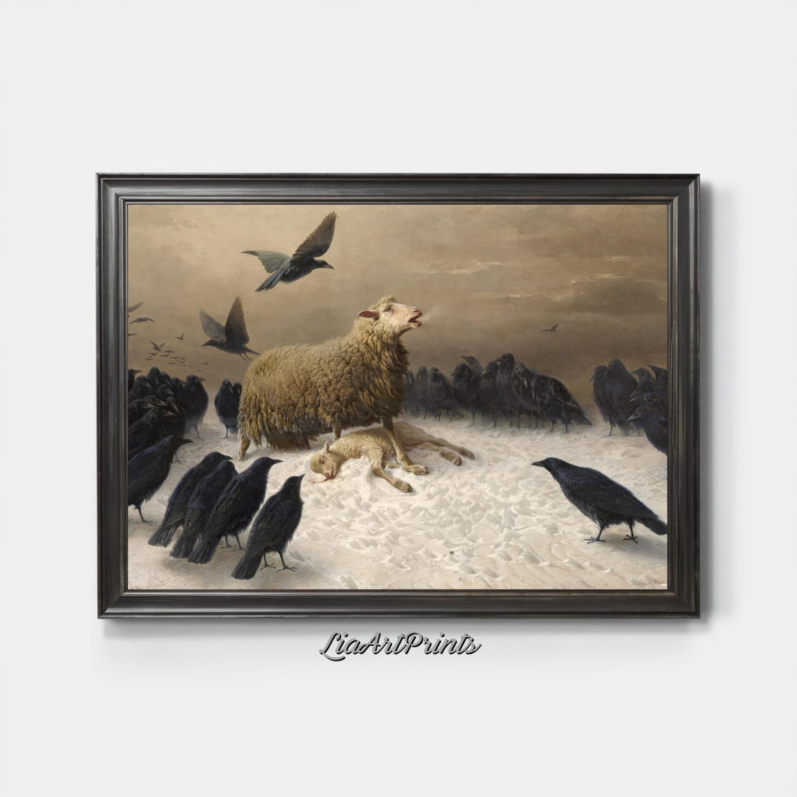 Victorian Sheep And Ravens Art Dark Nature Inspired Wall Decor Gothic Farmhouse Print - Image 3