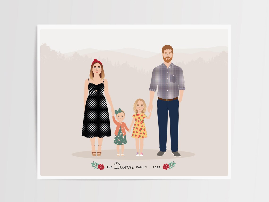 Custom Family Portrait, Size Upgrade - Image 4