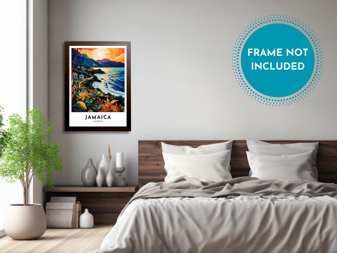 Jamaica Caribbean Sunset Coast Tropical Beach Scene Travel Poster - Image 3