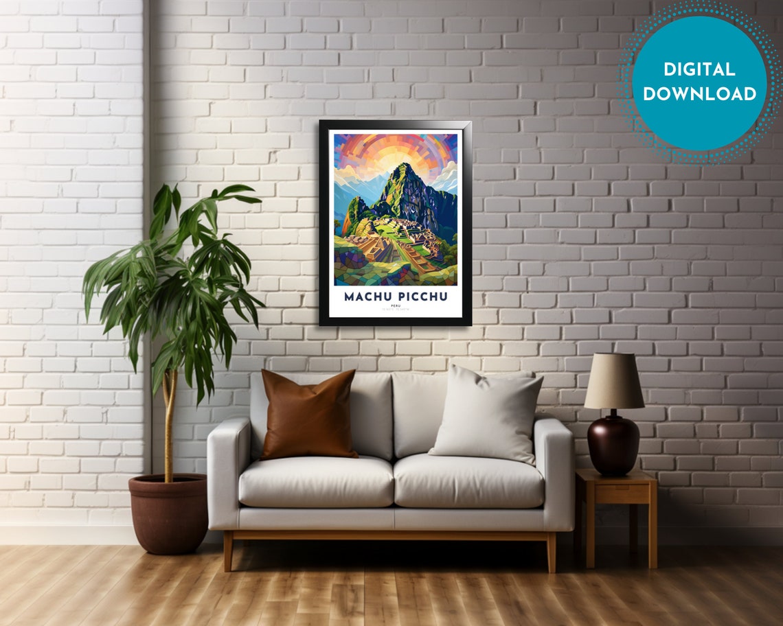 Machu Picchu Travel Poster Of Peru Art Nouveau Gift For Lover Of Machu Picchu Peru Wall Art Decor Of Andes Painting - Image 4