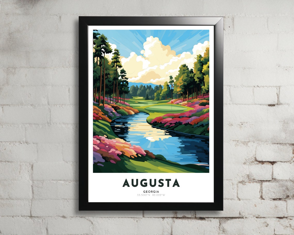 Augusta Travel Poster Of Georgia Art Nouveau Gift For Lover Of Augusta Georgia Wall Art Decor Of Masters Painting