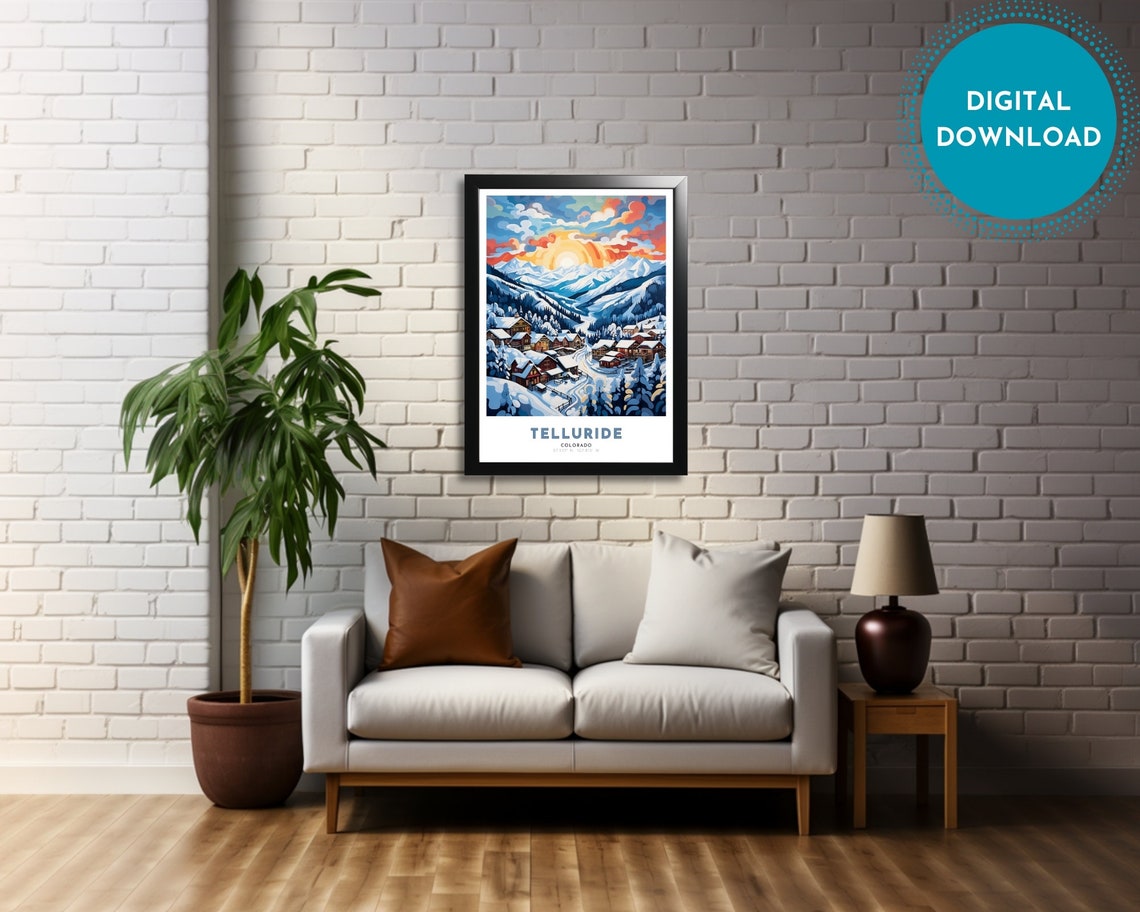 Telluride Travel Poster Of Colorado Art Nouveau Gift For Lovers Of Telluride Colorado Wall Art Decor Of Painting - Image 2