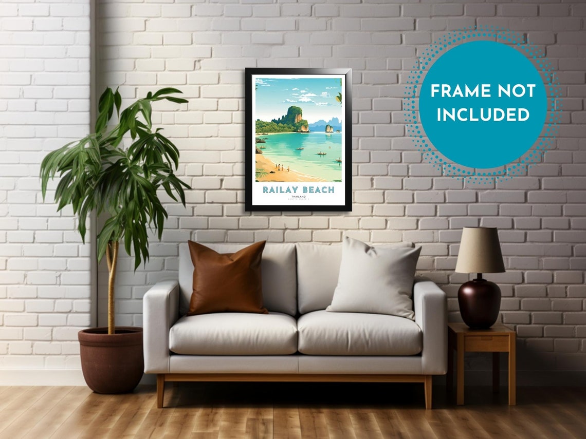 Railay Beach Thailand Karst Cliffs Turquoise Water Art Poster - Image 4