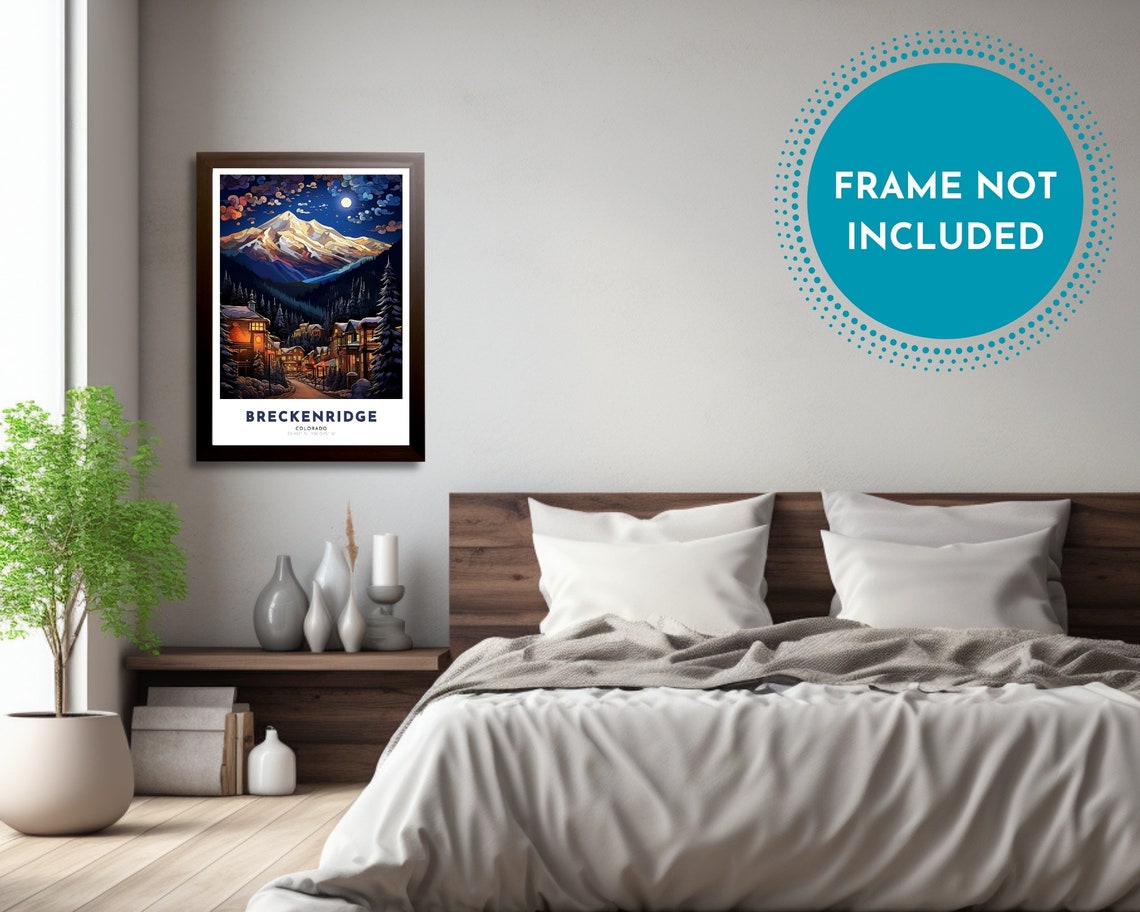 Breckenridge Colorado Moonlit Mountain Town Winter Travel Poster - Image 4