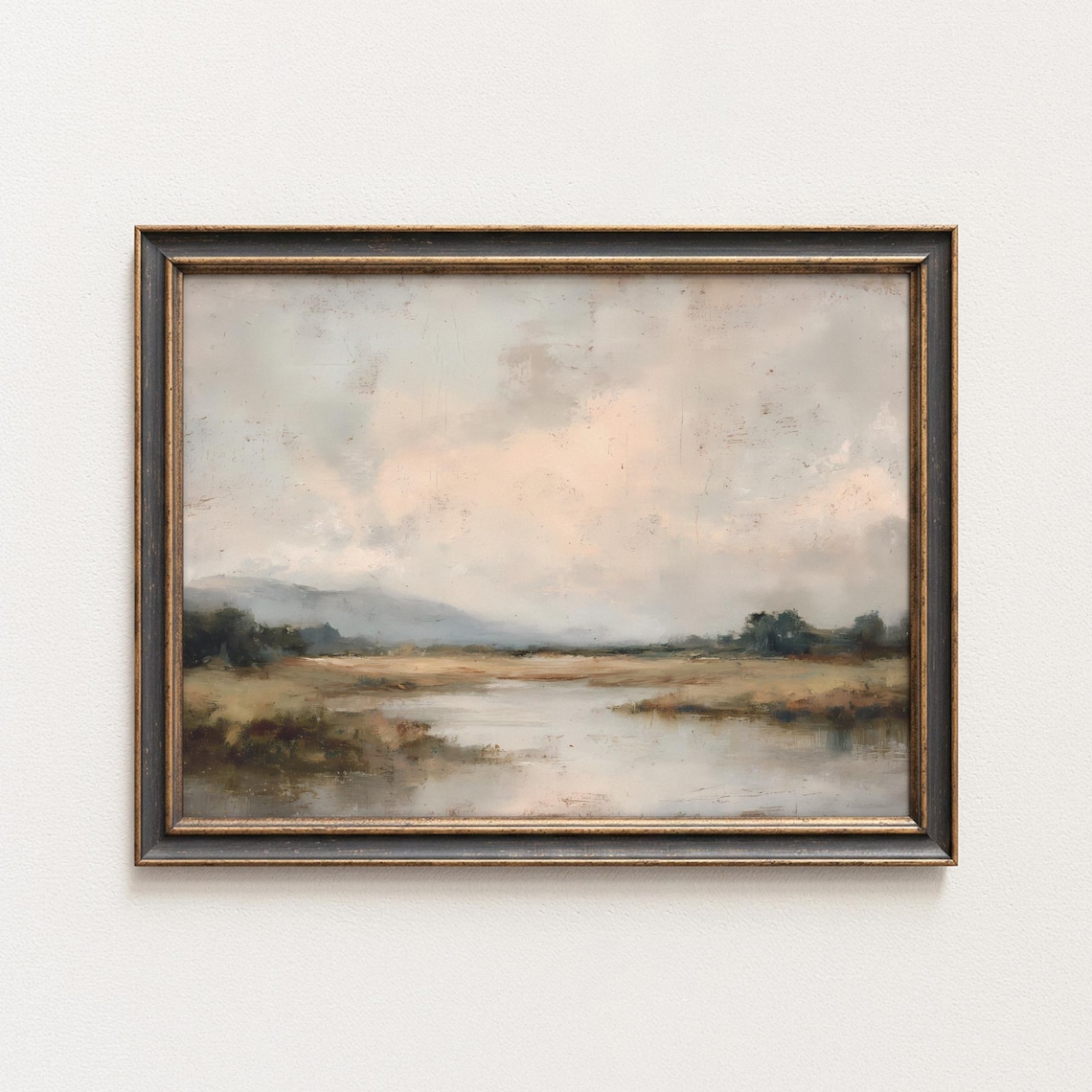 Rustic Lake Scene Vintage Landscape Art Print